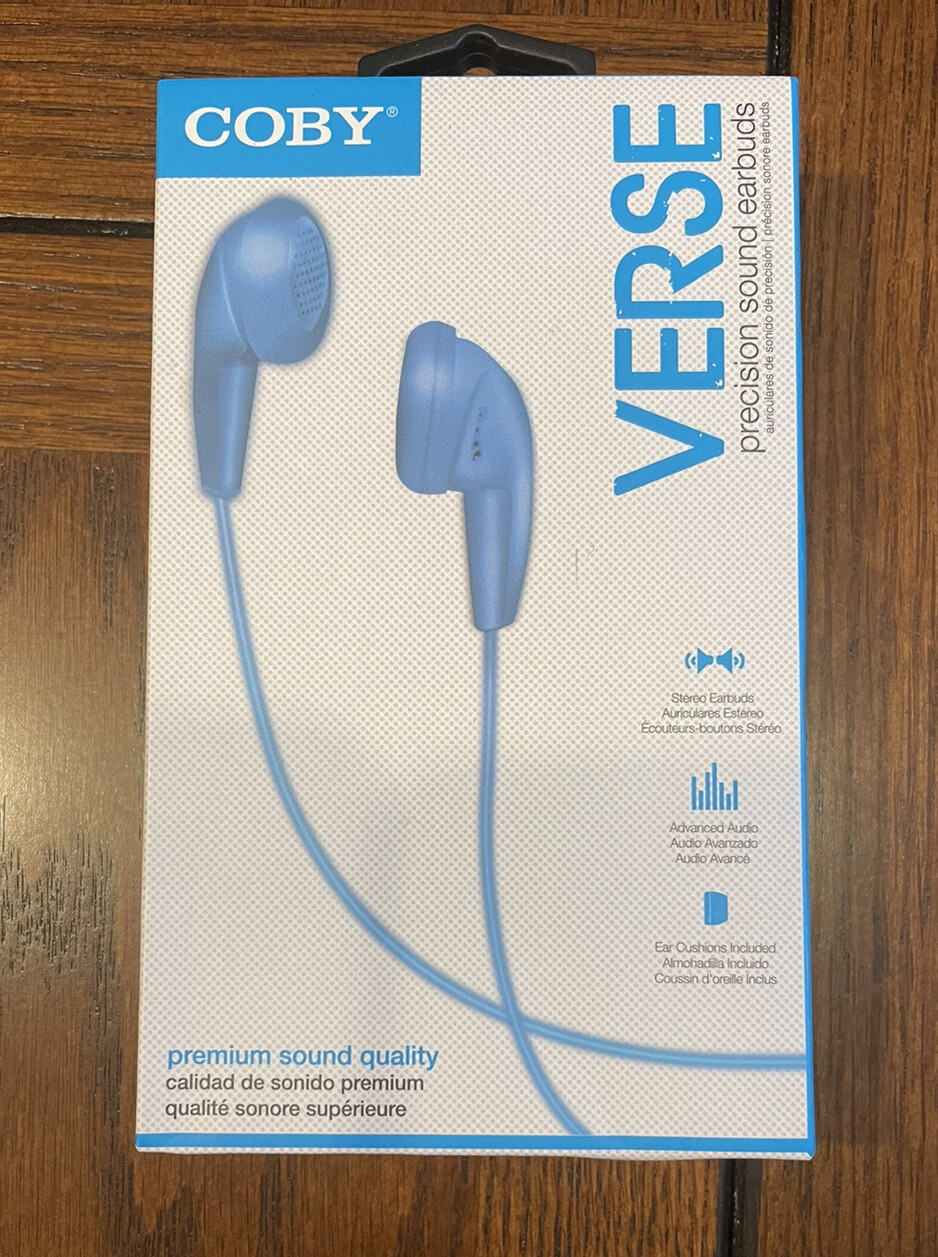 New! COBY VERSE Earbuds / Headphones for Phone / MP3 / iPod / iPad – Blue