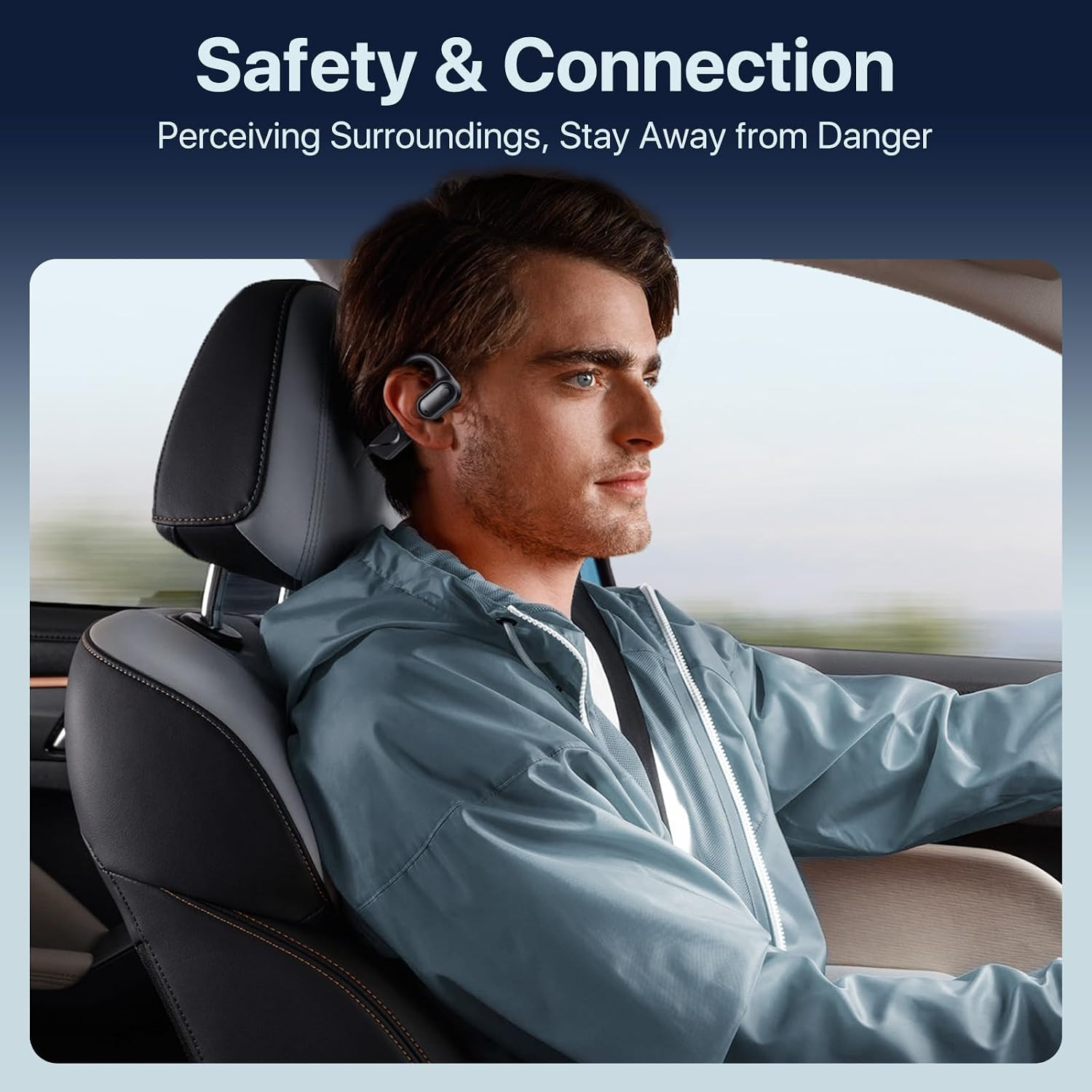 Open Ear Headphones with Mic, Air Conduction Wireless Bluetooth Headset for Work