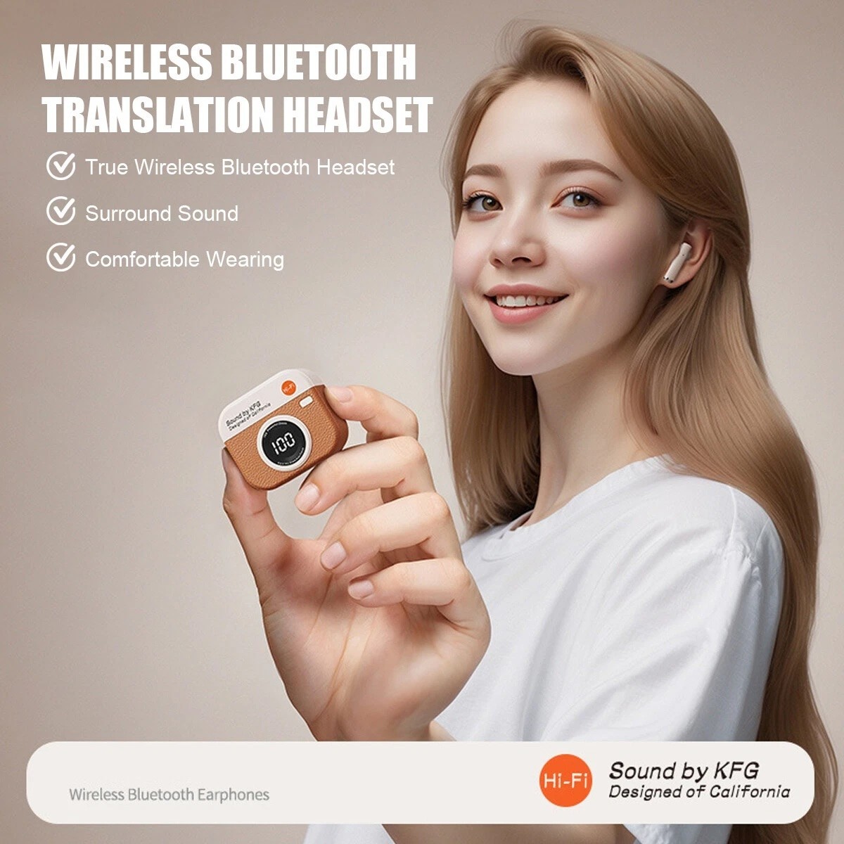 Vividus Q86 Retro Camera Design Wireless Earbuds with Digital Display, Bluetooth
