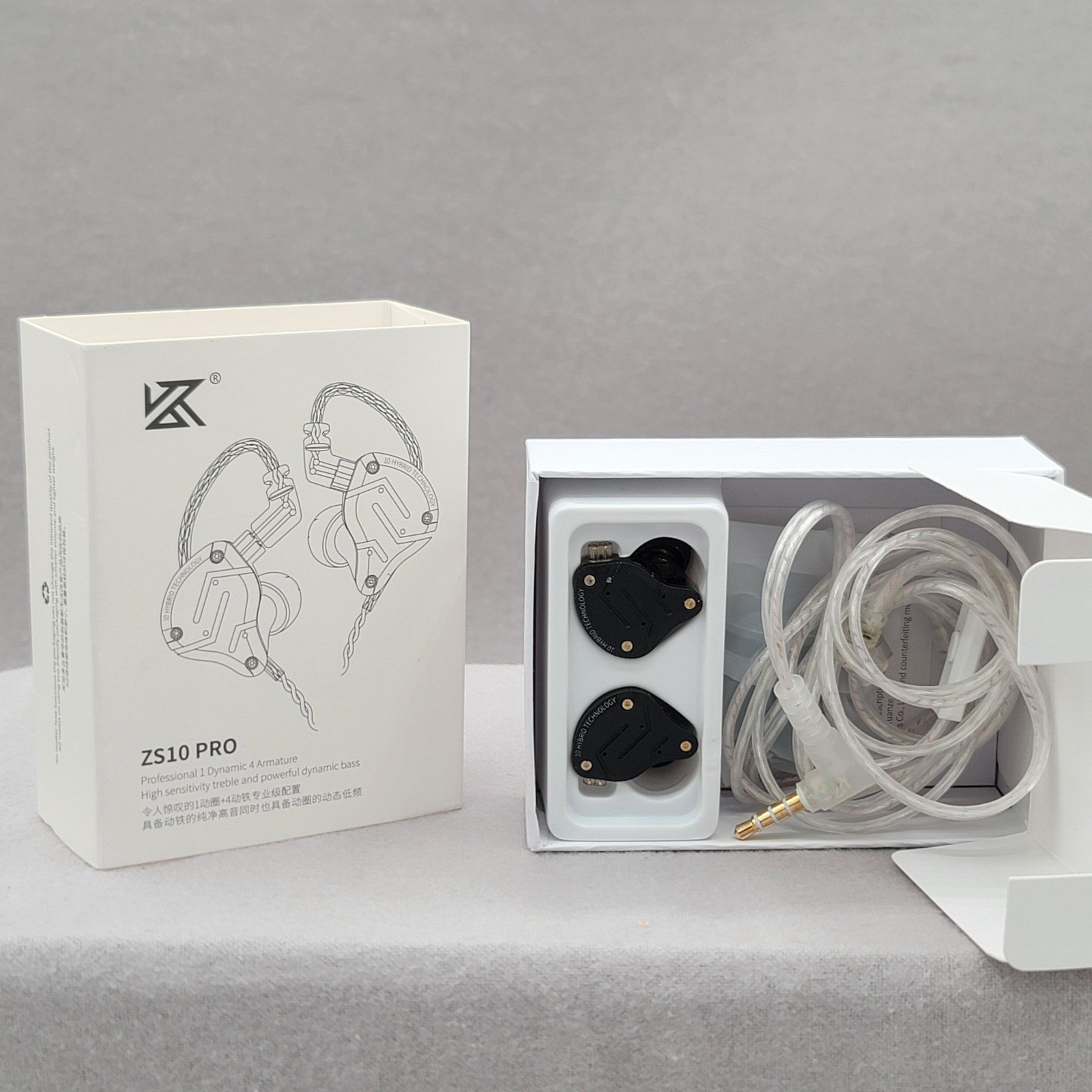 KZ ZS10 PRO Hybrid HiFi In Ear Monitors Stone Black with Mic 1DD 4BA Earphones