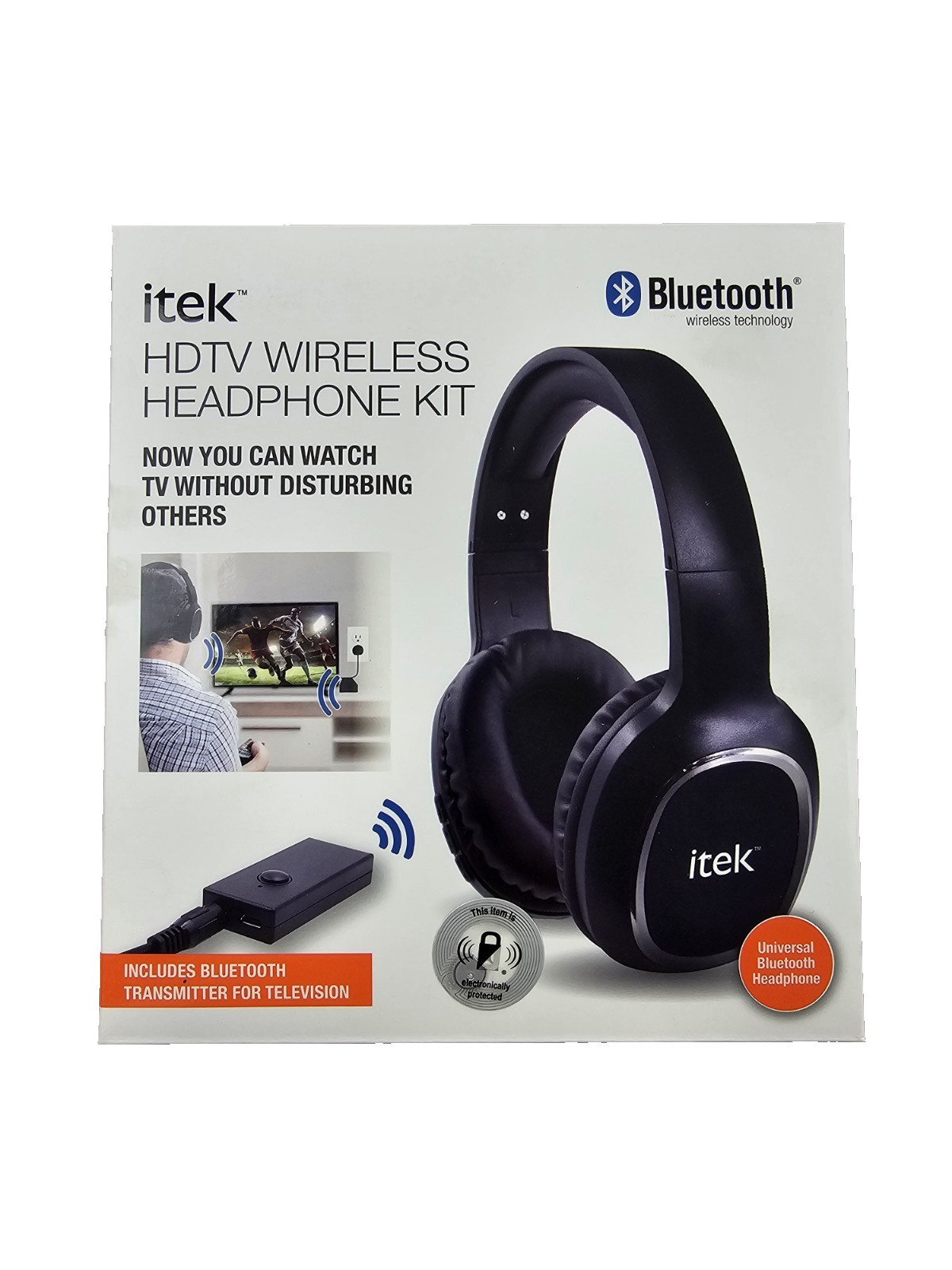 itek HDTV Wireless Headphone Kit w/Bluetooth Transmitter For TV Black BHT-6/1723