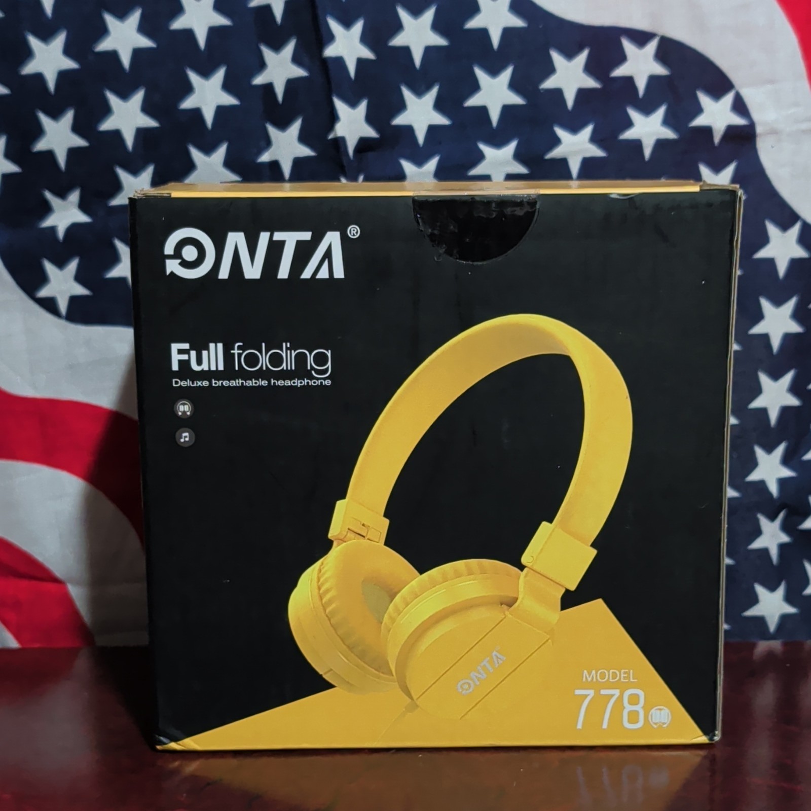 ONTA 778 Yellow Foldable Wired Headphones 3.5mm 1.2m Cable 40mm Drivers