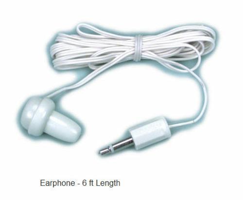 MCM White Monophonic Private Listening Earphone with Six Foot Cable USA Seller