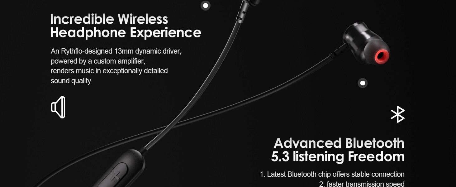 150H Playtime Wirless Bluetooth Earbuds w/Mic in-Ear Magnetic Neckband Earphone