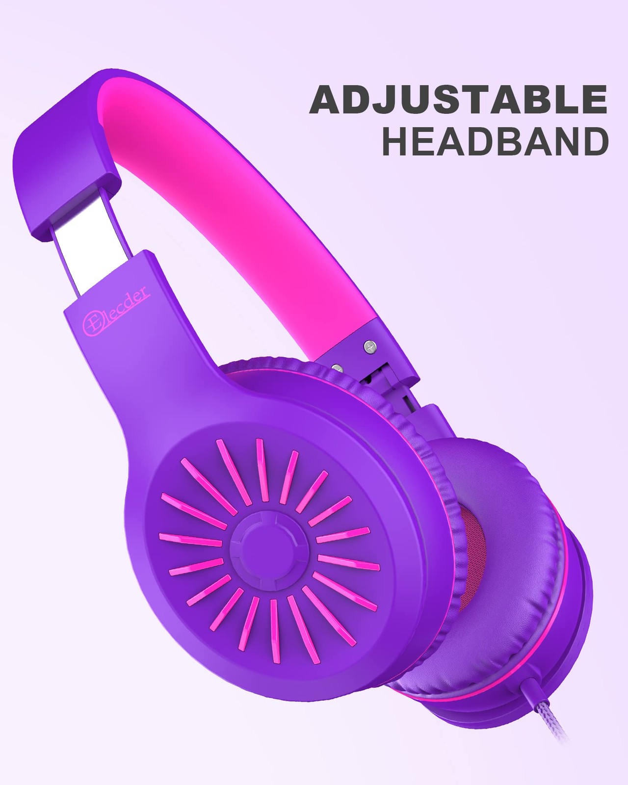 i45 Headphones Wired, On-Ear Headphones for , Purple