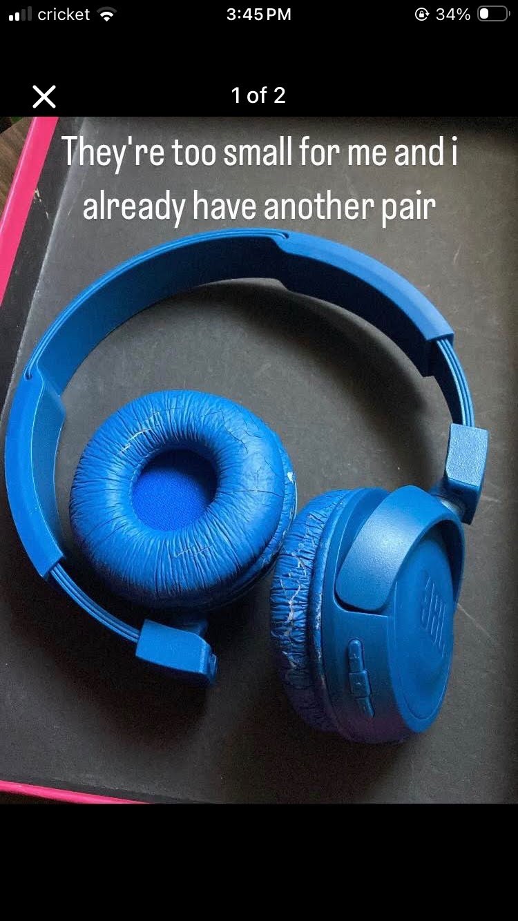 JBL T450BT Wireless On-Ear Headphones – Blue
