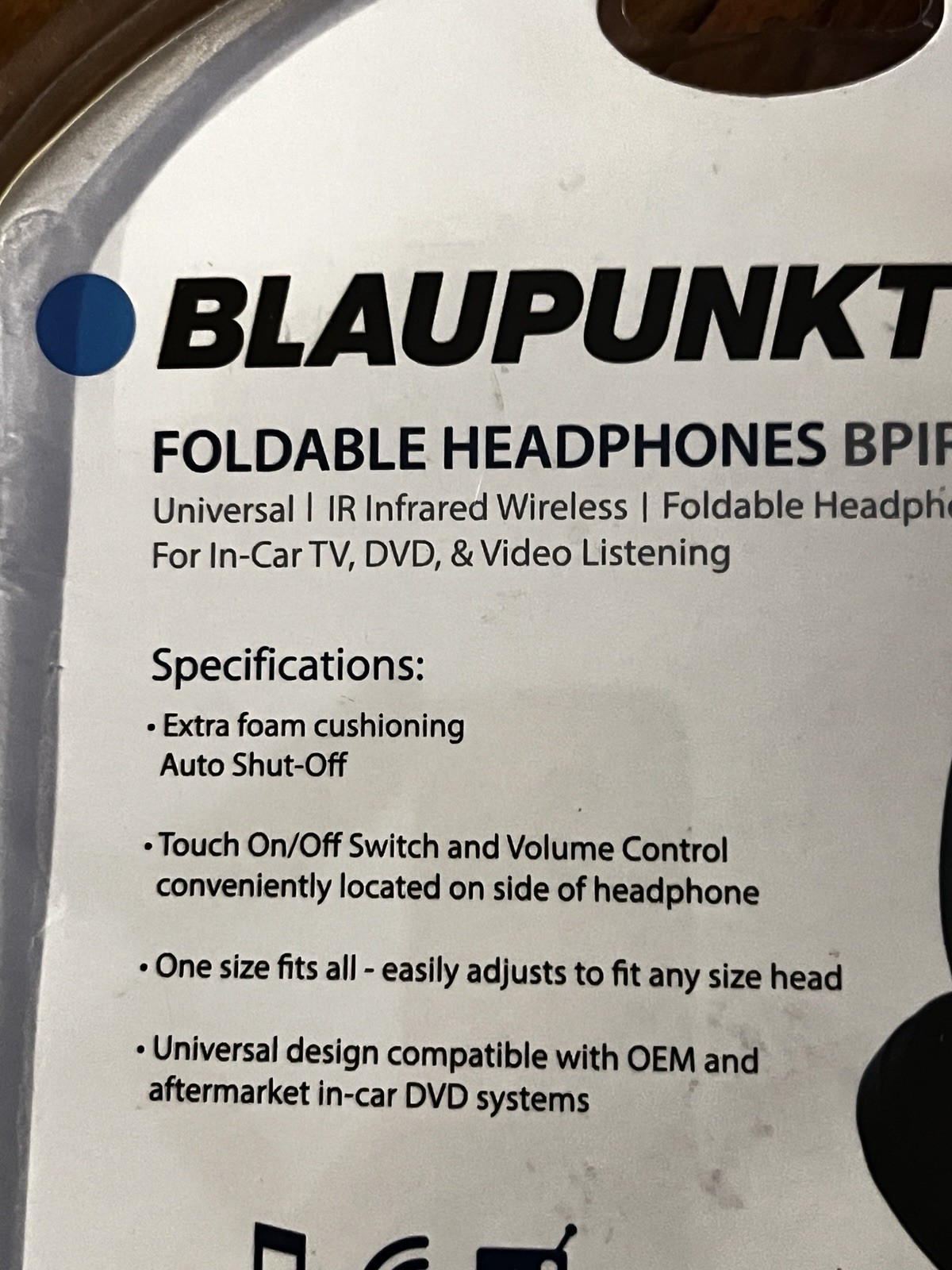 Blaupunkt BPIR1145 Universal IR Infrared Wireless Foldable Headphones Black New