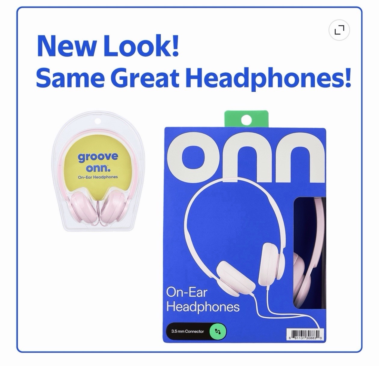 Onn Groove Light Pink Adjustable Headphones 3.5mm Jack Brand New In Packaging