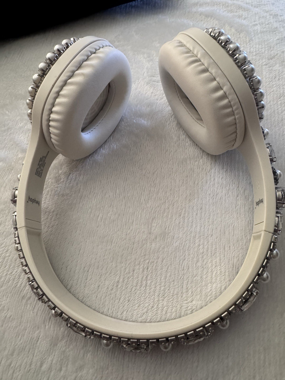 heyday Bluetooth Over-Ear Headphones White/Silver Pearls Rhinestones