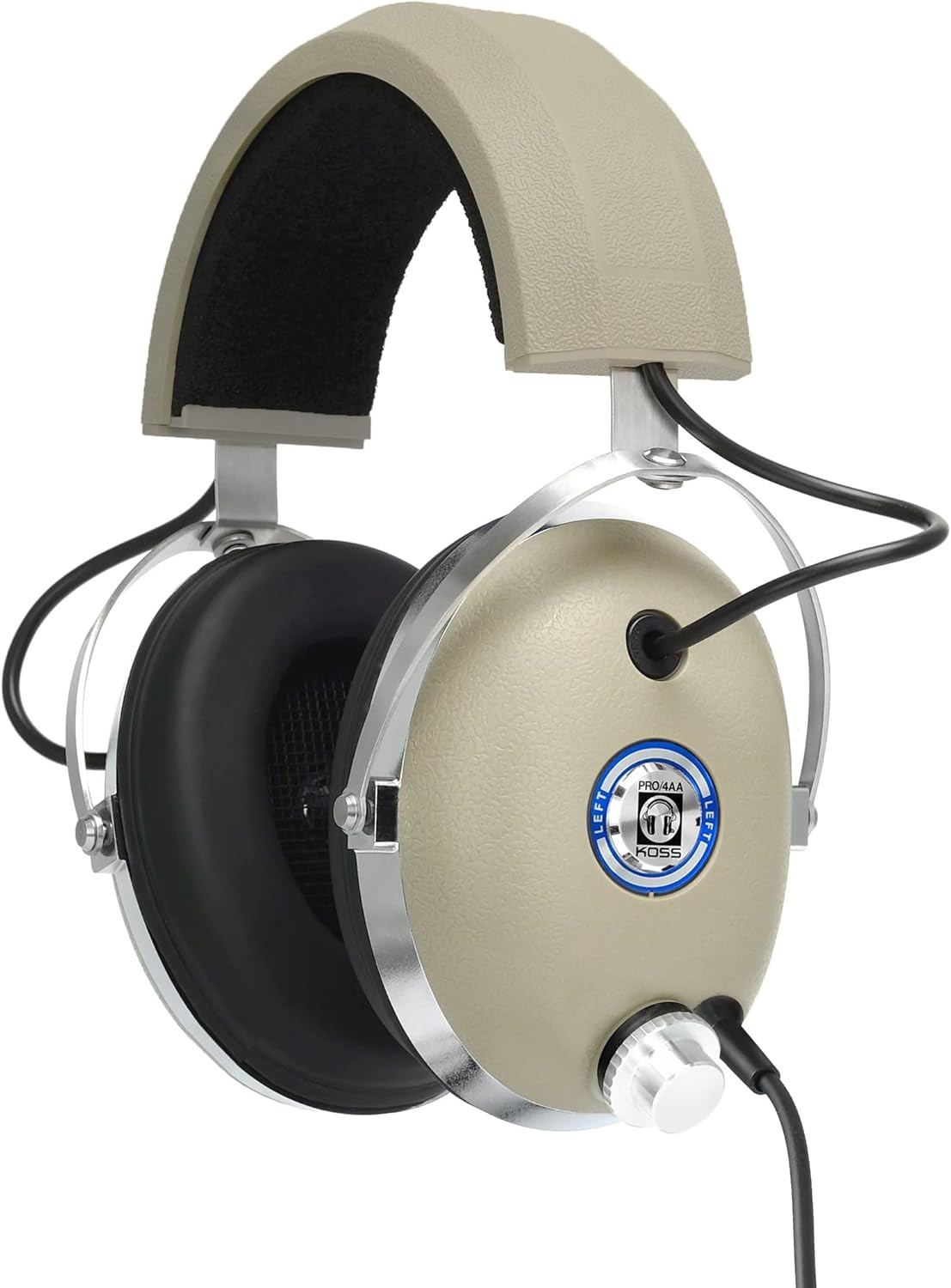 Pro4AA Studio Quality Over-Ear Headphones, Retro Style, Full-Size, Beige