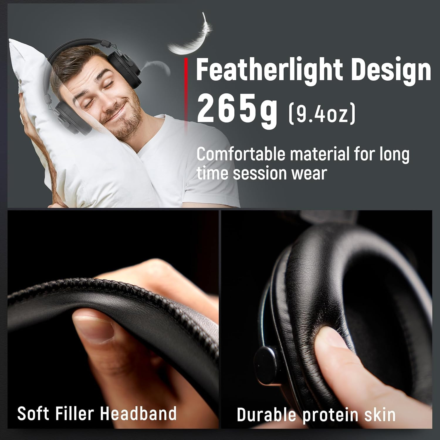 Studio Monitor Headphones for Recording, Wired Headphones with 50mm Driver, Over