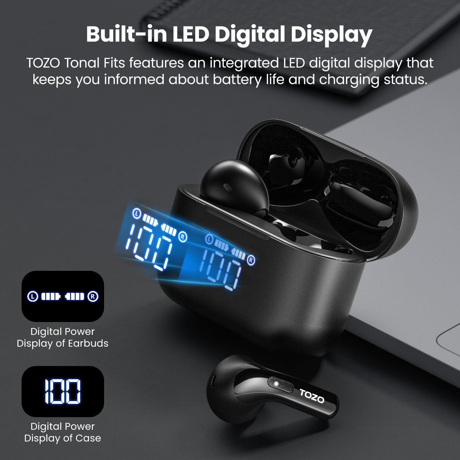 TOZO Tonal Fits(T21) Wireless Earbuds Bluetooth 5.3 Dual Mic Call Noise Cancel