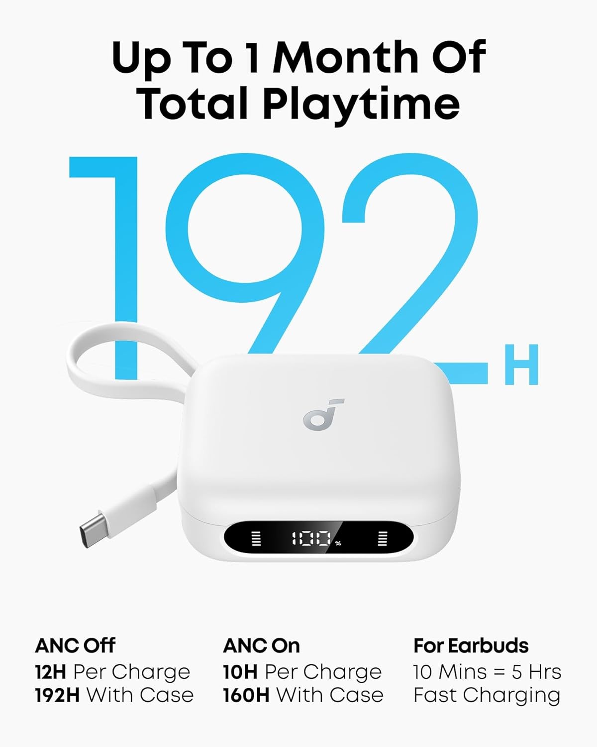 Soundcore P41i by Anker, Adaptive Noise Cancelling Earbuds with Portable Charger