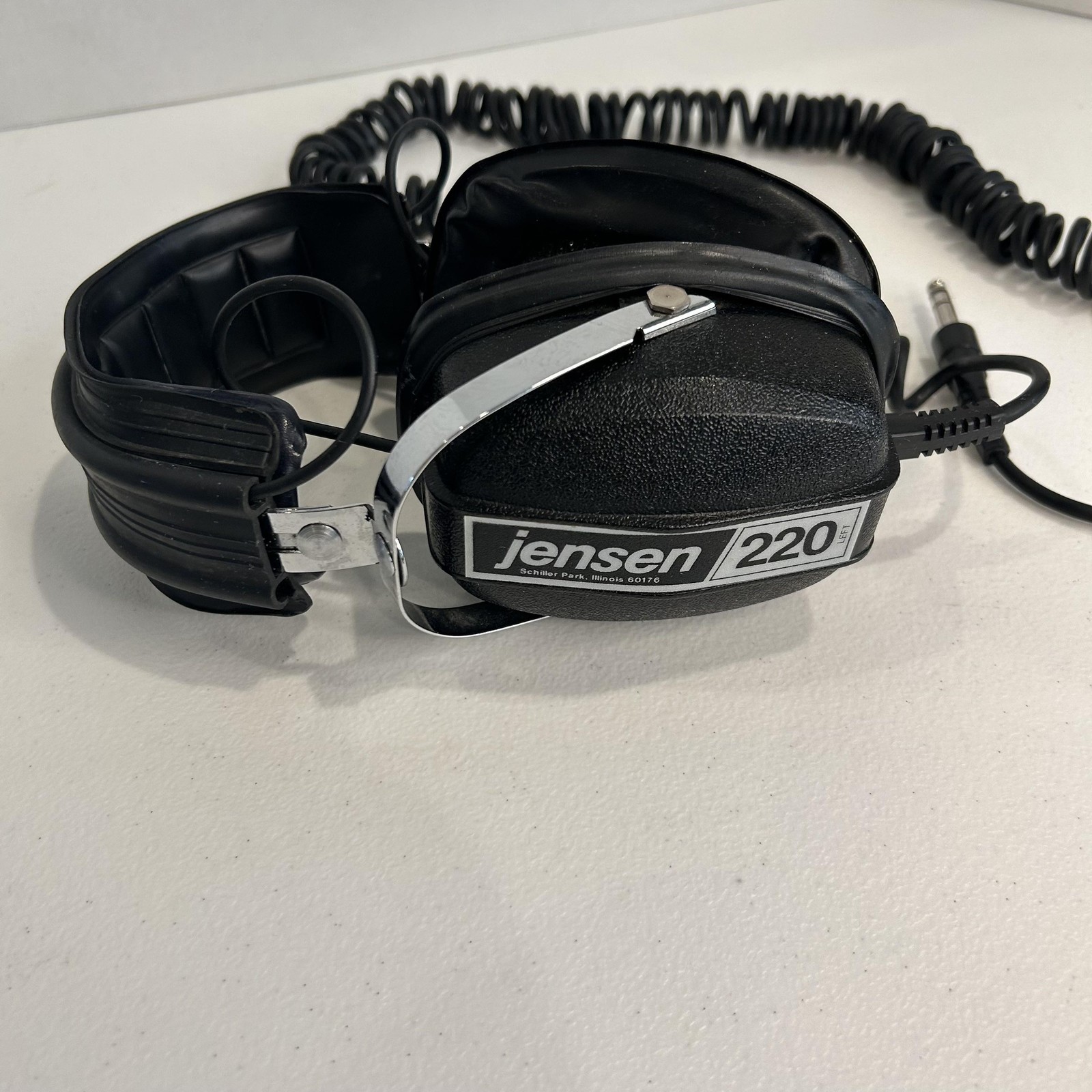Vintage Jensen 220 Over Ear Headphones Black Stereo 3.5mm Coiled Cable Studio