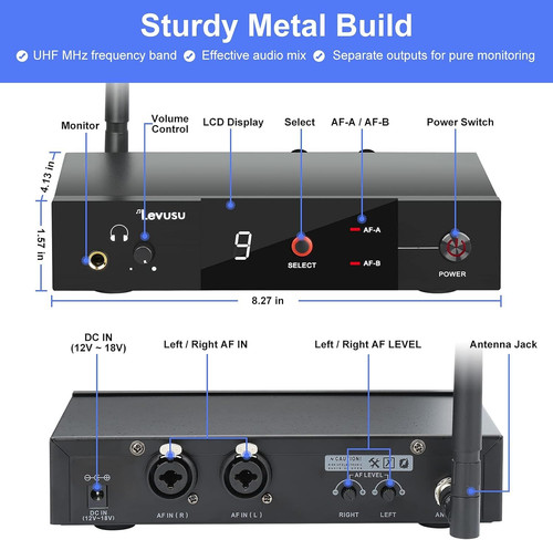 UHF Wireless in-Ear Monitor System with Earphone,180Ft, 1 Bodypack, Black