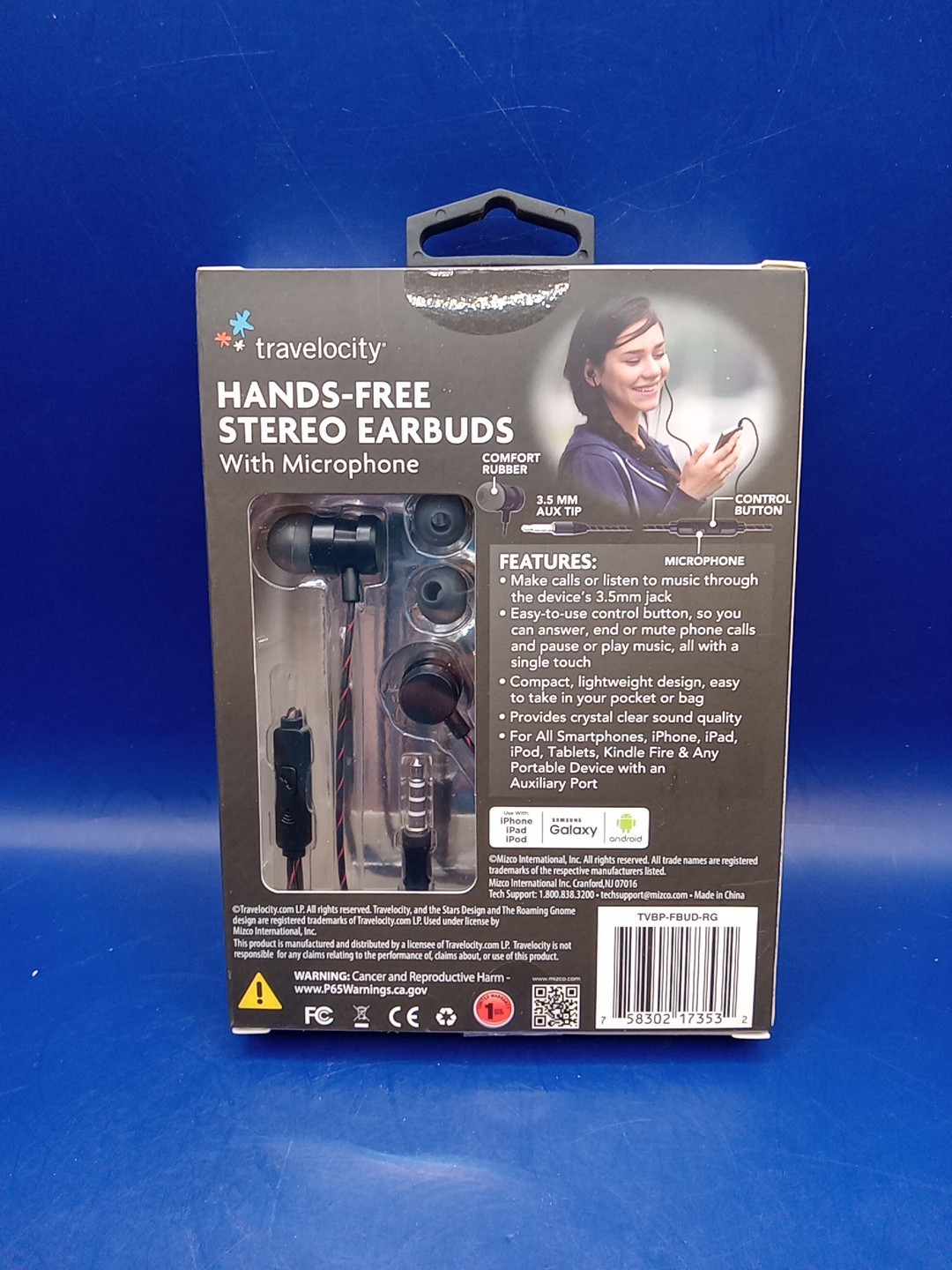 Travelocity Platinum Series HANDS-FREE STEREO EARBUDS Headphones Microphone NEW