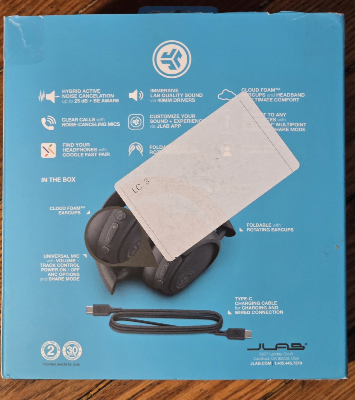 JLABS JBUDSLUX ANC Wireless Over-Ear Headphones, Dark Grey/Graphite