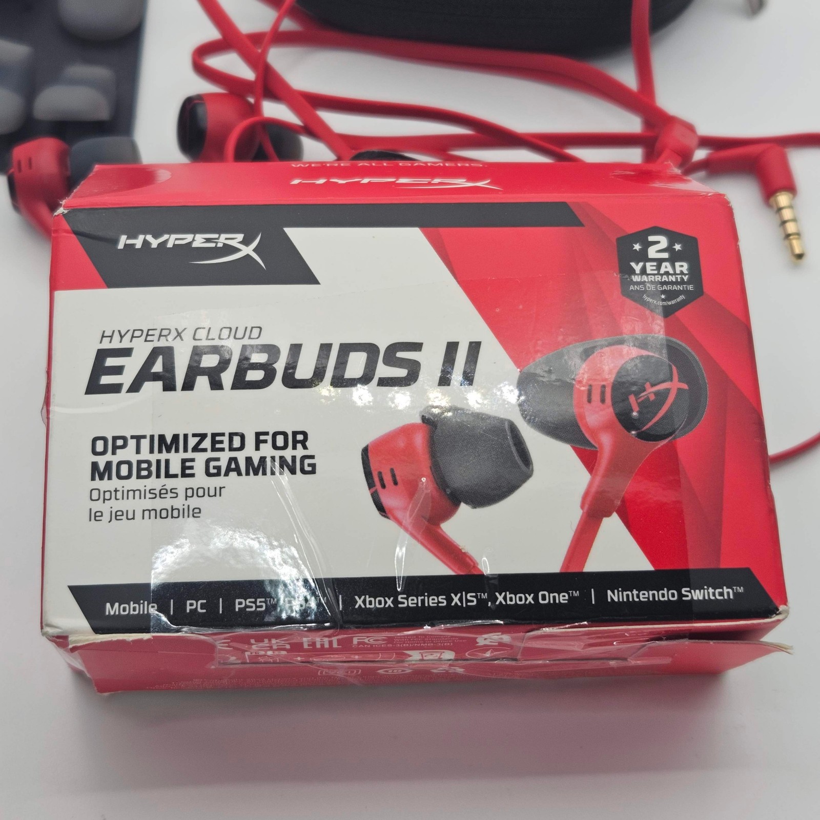 HyperX Cloud Earbuds II Gaming Earbuds with Mic – RED Color OPEN BOX