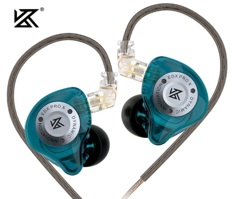 KZ EDX Pro X Wired Earphones Headphones IEM Earbuds HIFI, 3.5mm, Cyan, No Mic