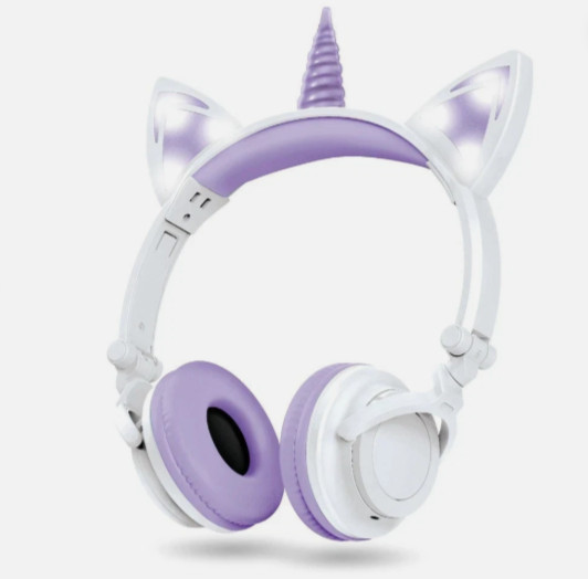 ART+SOUND LED Light Up Unicorn Bluetooth Wireless / Wired Headphones Adjustable