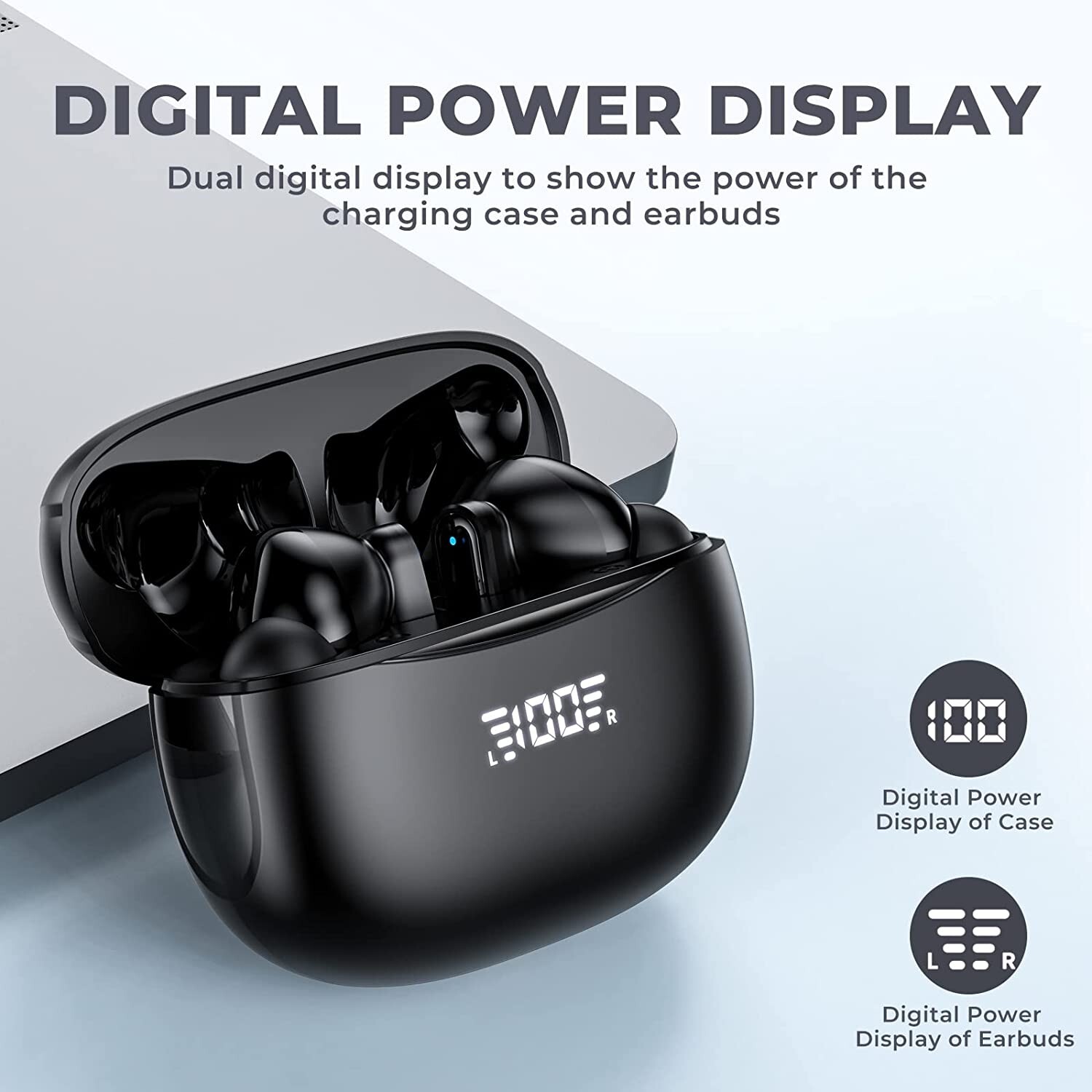 Wireless Earbuds 5.3 Bluetooth Headphones LED Digital Display Charging Case NEW