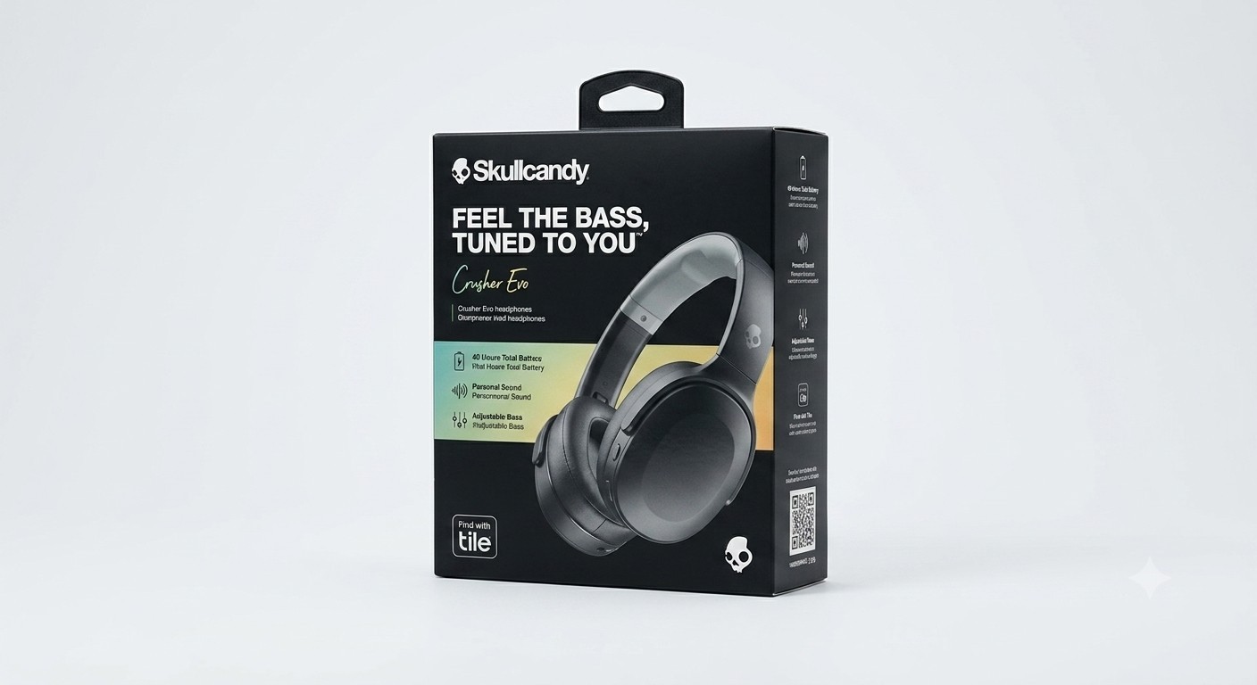Skullcandy Crusher Evo Wireless Over-Ear Headphone – True Black New