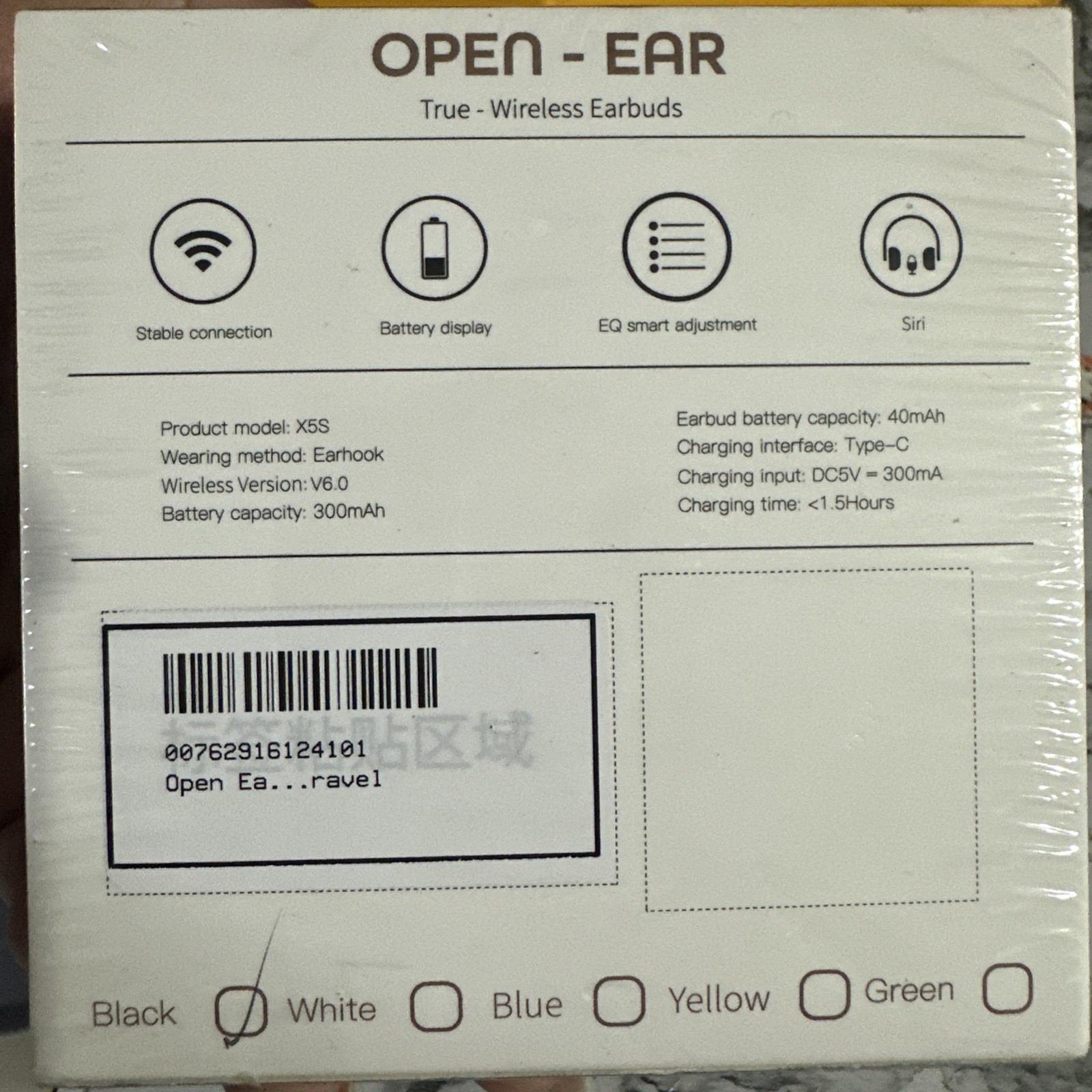 Aptkdoe X5S-black Open-Ear Bluetooth 5.4 Wireless Earbuds, Black