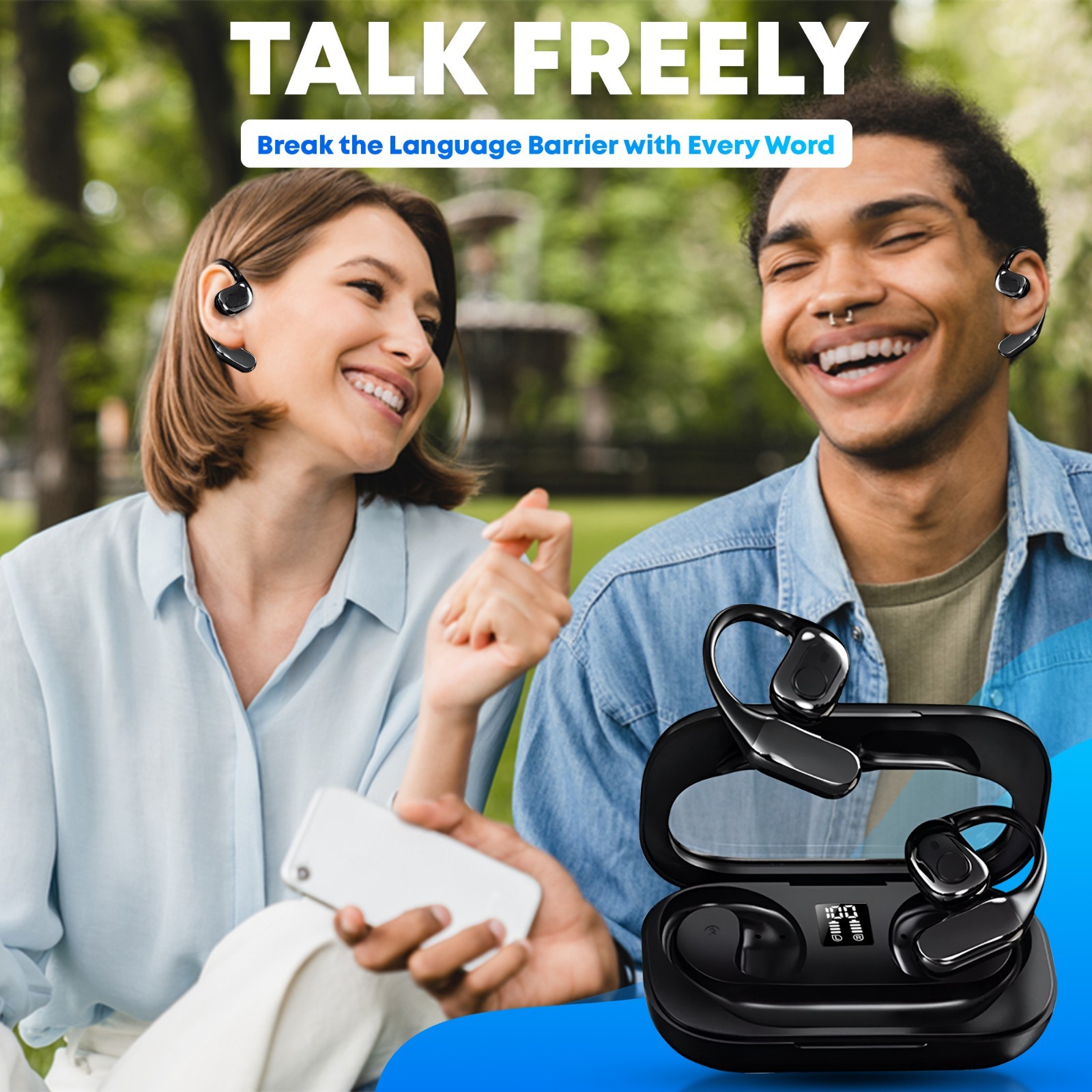 Translator Earbuds 144 Languages Real Time AI Voice Bluetooth Wireless
