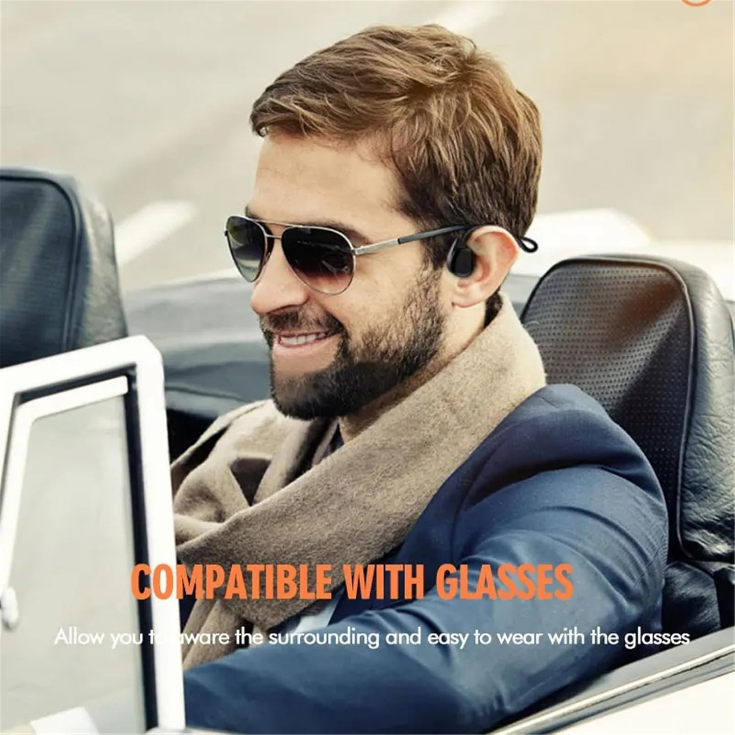 Air Conduction Open Ear Headphones,3.5Mm Wired Headphones and Built-In Microphon