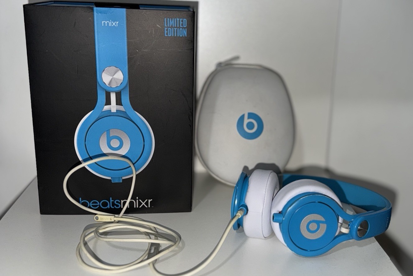 Beats Mixr Wired Headphones David Guetta Limited Edition Blue & White w/ Case
