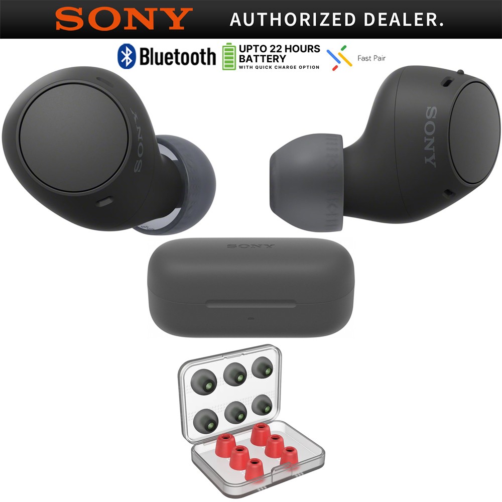 Sony WF-C510 Truly Wireless Earbuds, Black + Bonus Tips Bundle