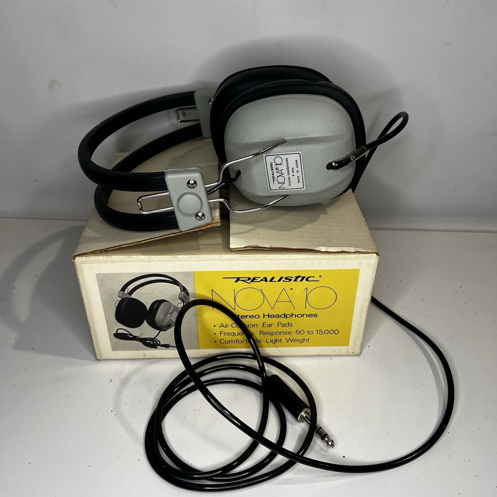 Vintage Realistic Nova10 Stereo Gray Headphones 8ohm Tested/Working Free Ship