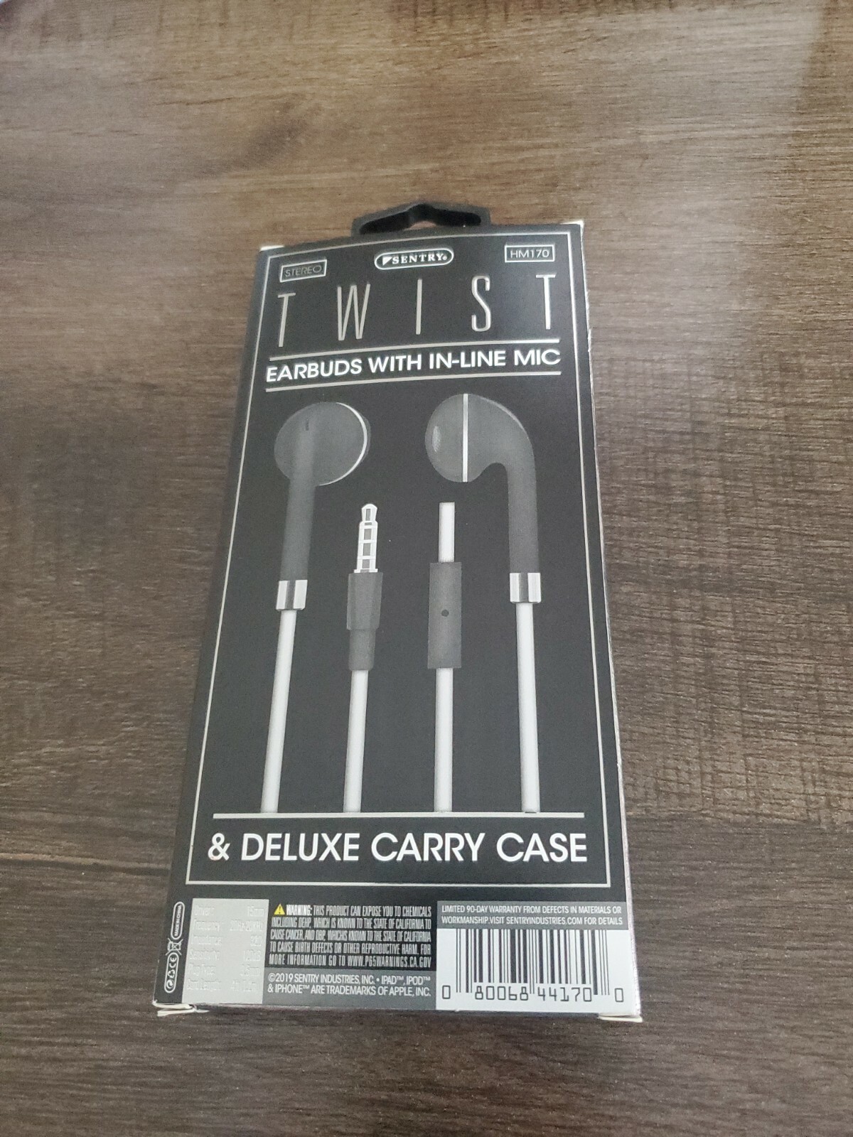 Sentry Twist Earbuds w/ Inline Mic 3.5mm Aux Connector and Carrying Case, Black