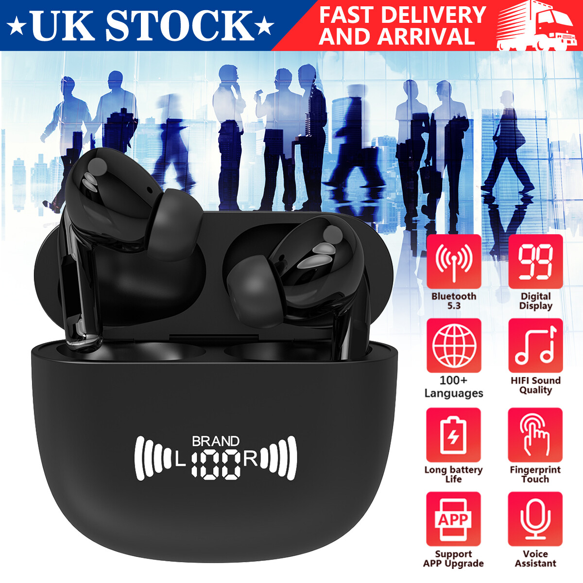 155+ Languages Translator Earbuds Wireless Bluetooth 5.1 Headphones Headsets #