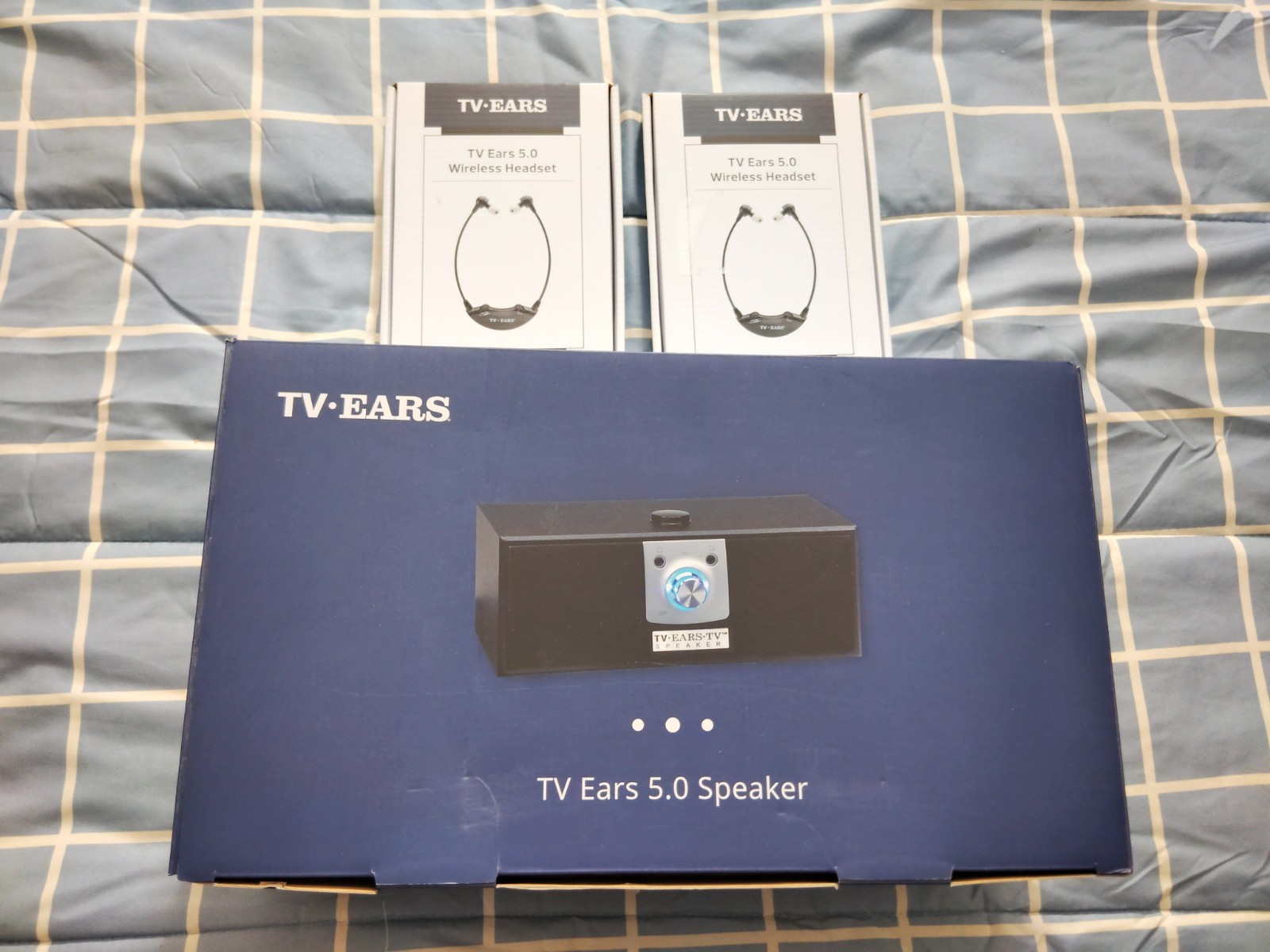 COMPLETE SET TV Ears 5.0 Wireless Speaker, 2 Headsets for People w Hearing Loss