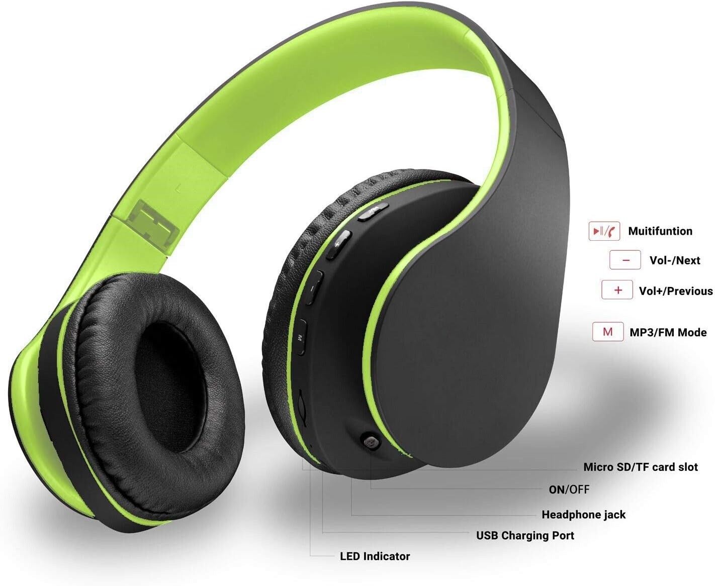 Auriculares Supraaurales Con Micrófono, Ligeros, Plegables,Graves Estéreo. NUEVO