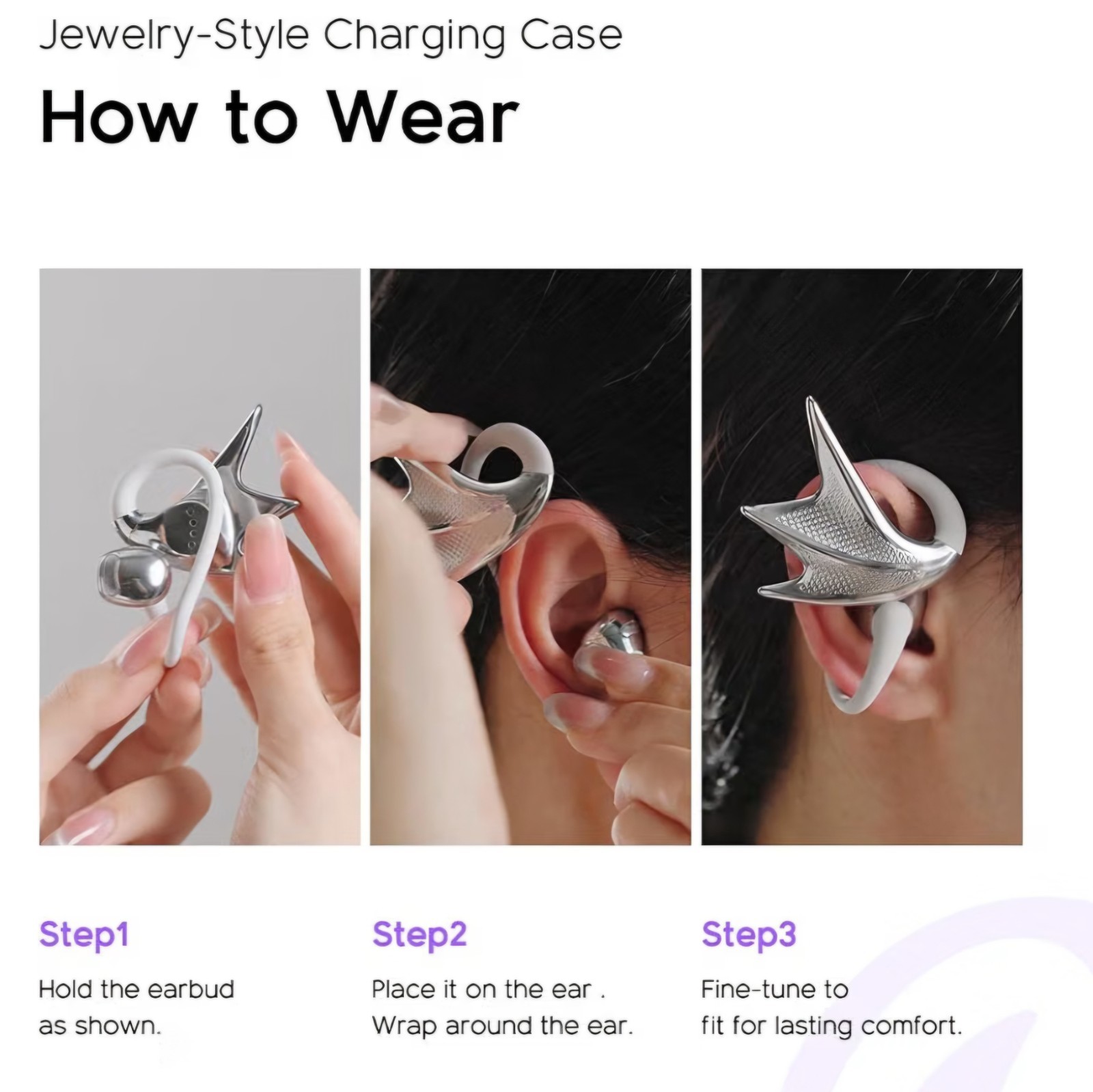 REAL YOUNG H700 Elegant Jewelry-Inspired Open-Ear Earbuds for Women Dragon Wing