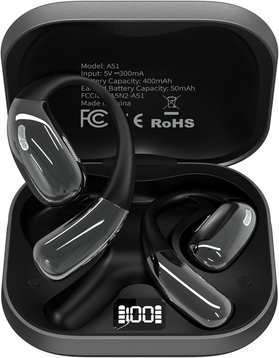 35H Playtime Bluetooth Open Ear Headphones – Sweat & Water Resistant – Black