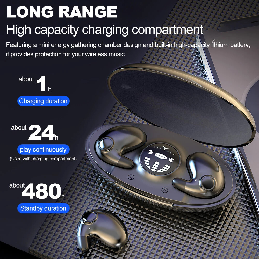 Invisible Sleep Wireless Earphone Bluetooth 5.3 Headphones Hidden Earbuds NEW