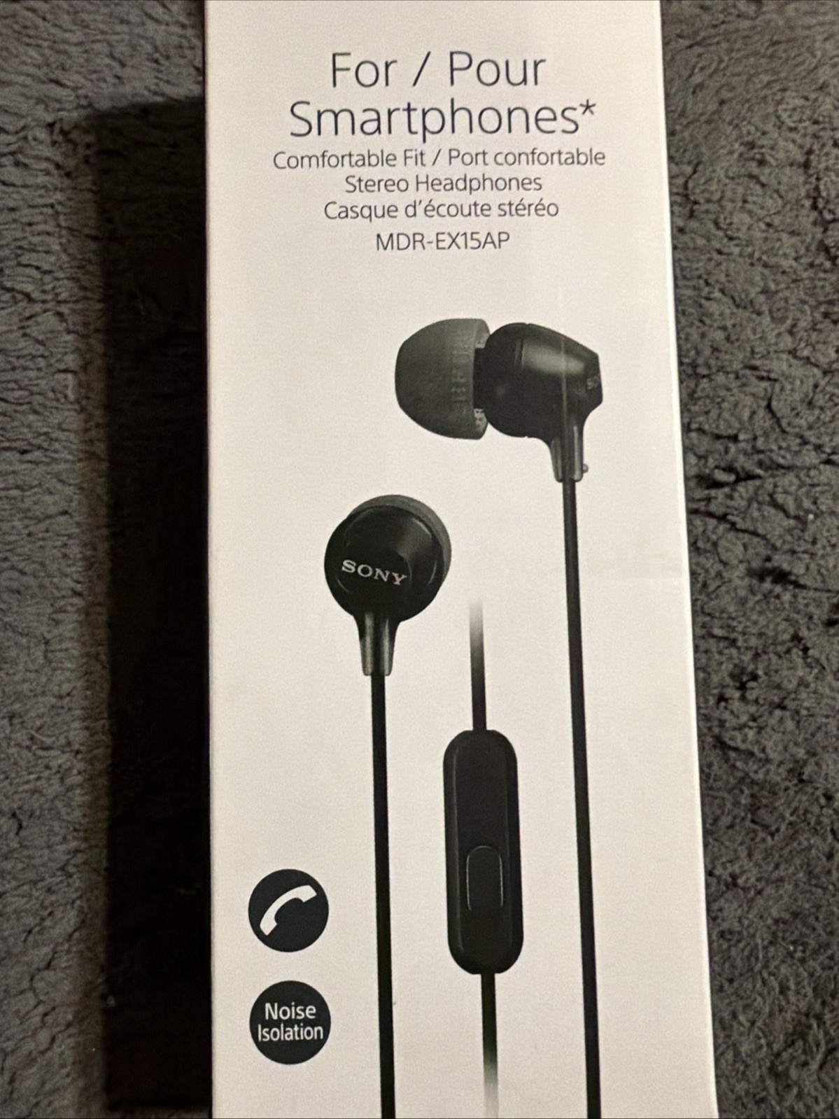 2 Pack Sony Earbuds, Clear Sound & For Smartphones New Black MDR-EX15AP