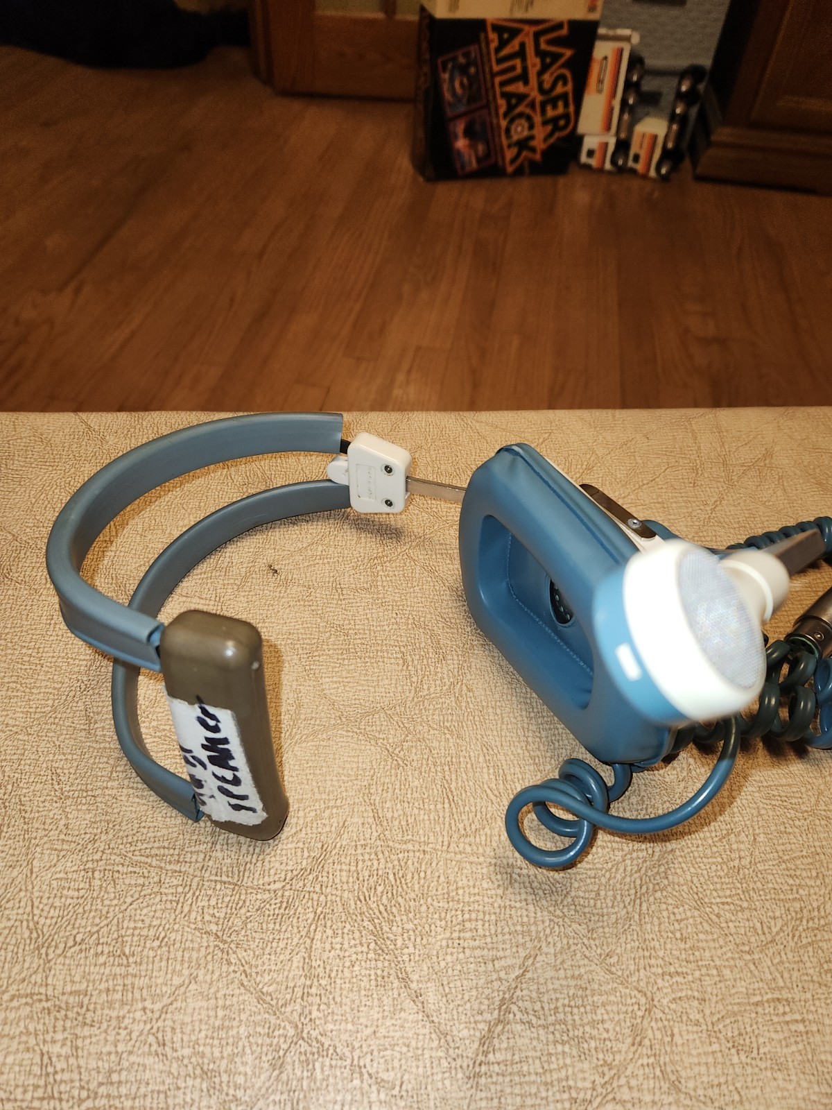 Vintage Clear-Com Series II Headset – White, Blue and Gray