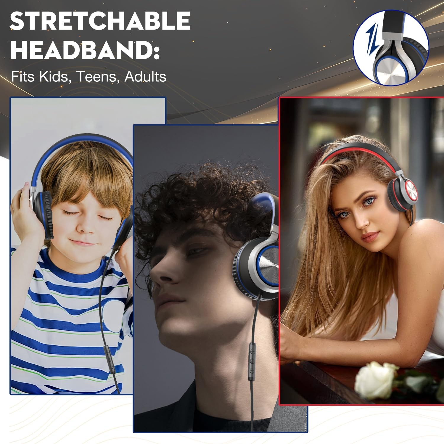 Upgrade USB Type C Wired Headphones, Over-Ear Headphones with Microphone and