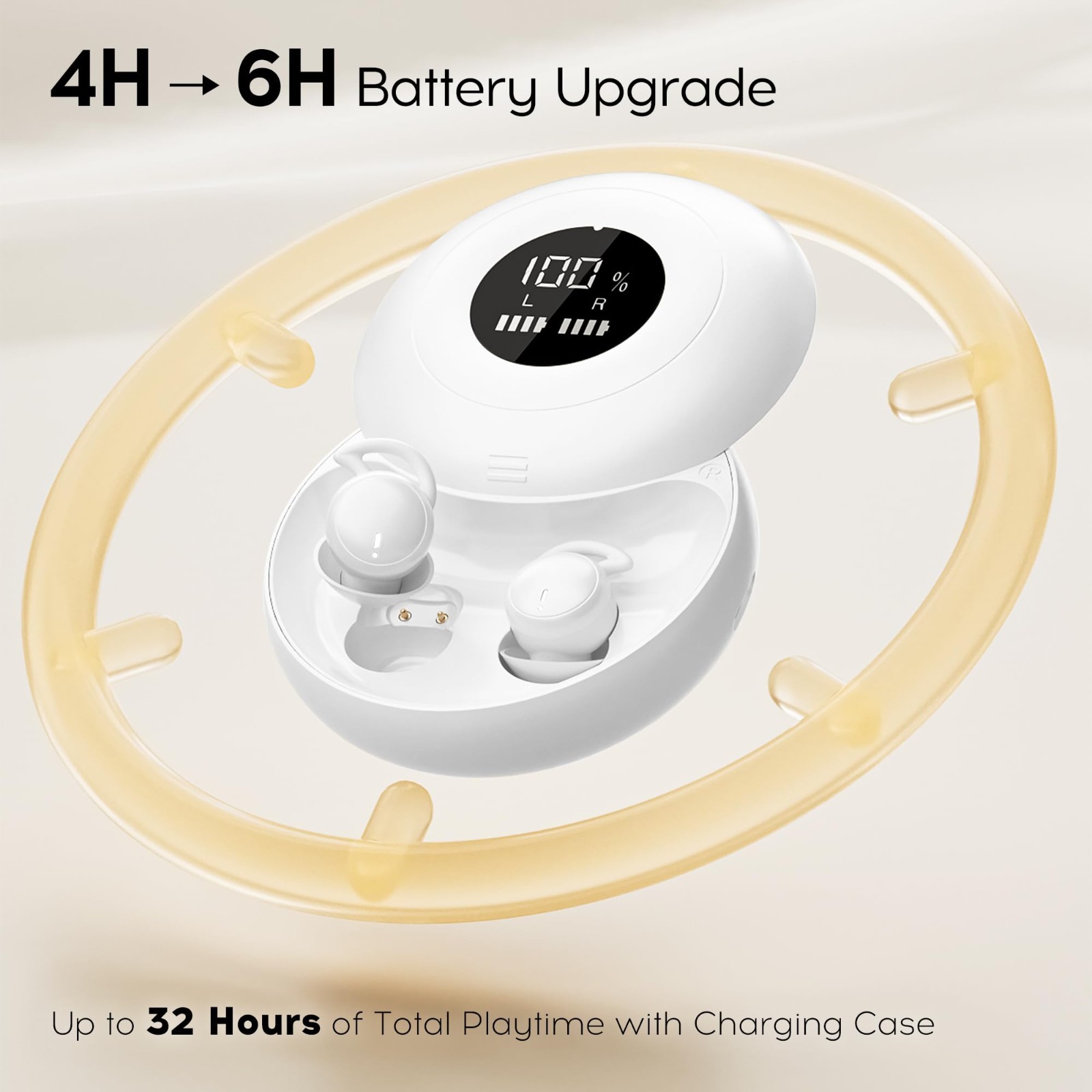 Mini Bluetooth Sleep Earbuds, Noise Blocking Silicone Headphones for Side Sleepe