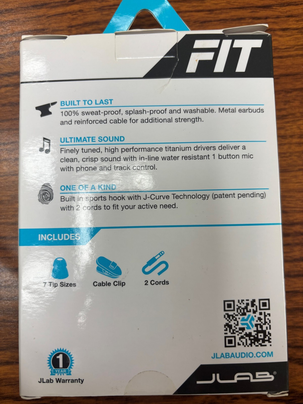 NIB JLab JBuds FIT Sport Earbuds , Sweatproof and Water Resistant with In-Wire