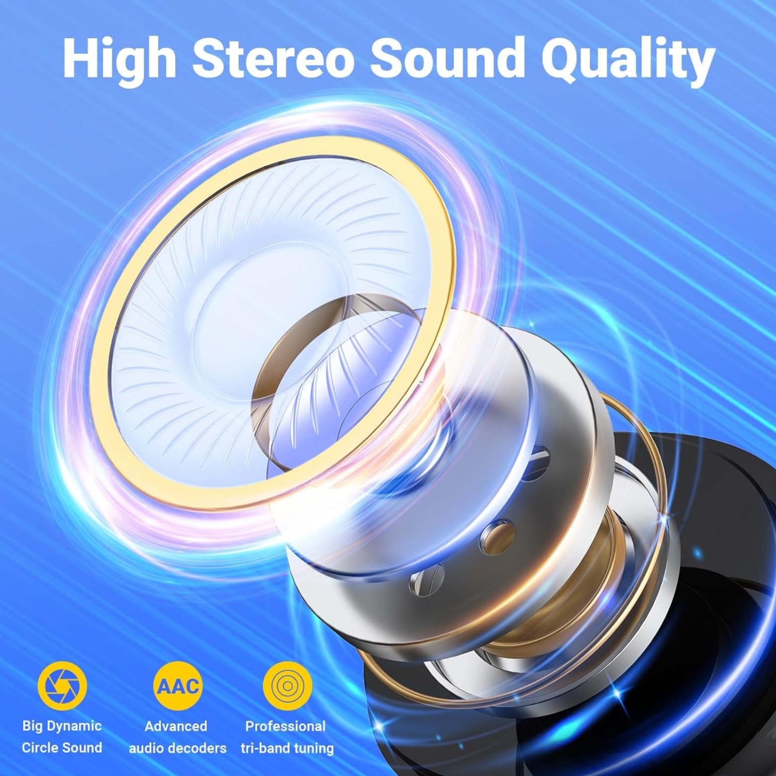 TWS Wireless Bluetooth 5.3 Earbuds Stereo Headset Noise Cancelling Trucker w/Mic