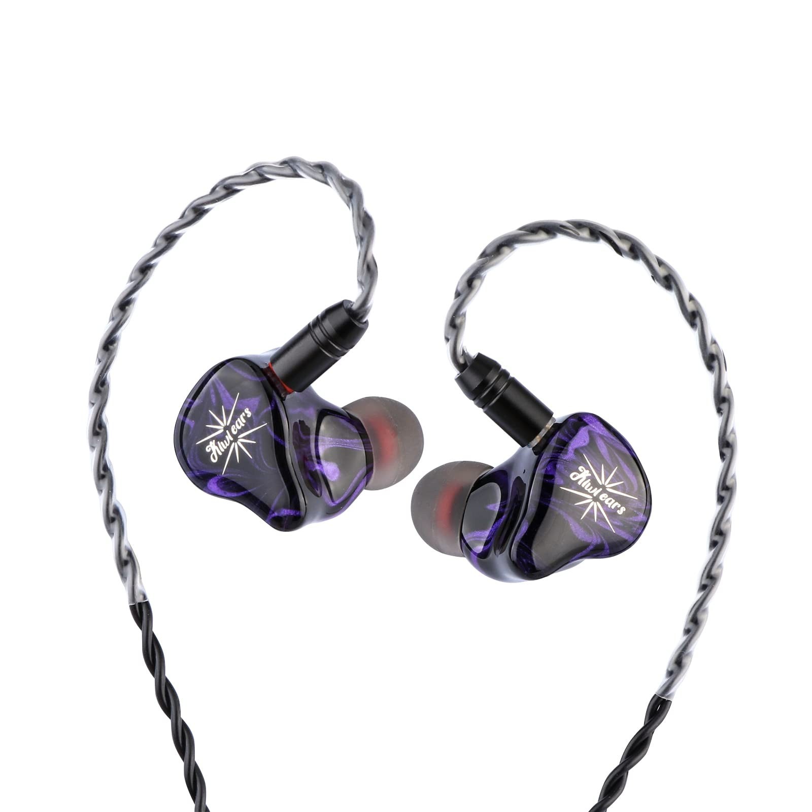 Hybrid IEM Earphones, 2DD+2BA HiFi Wired Earbuds, Studio Monitor, Detachable Cab