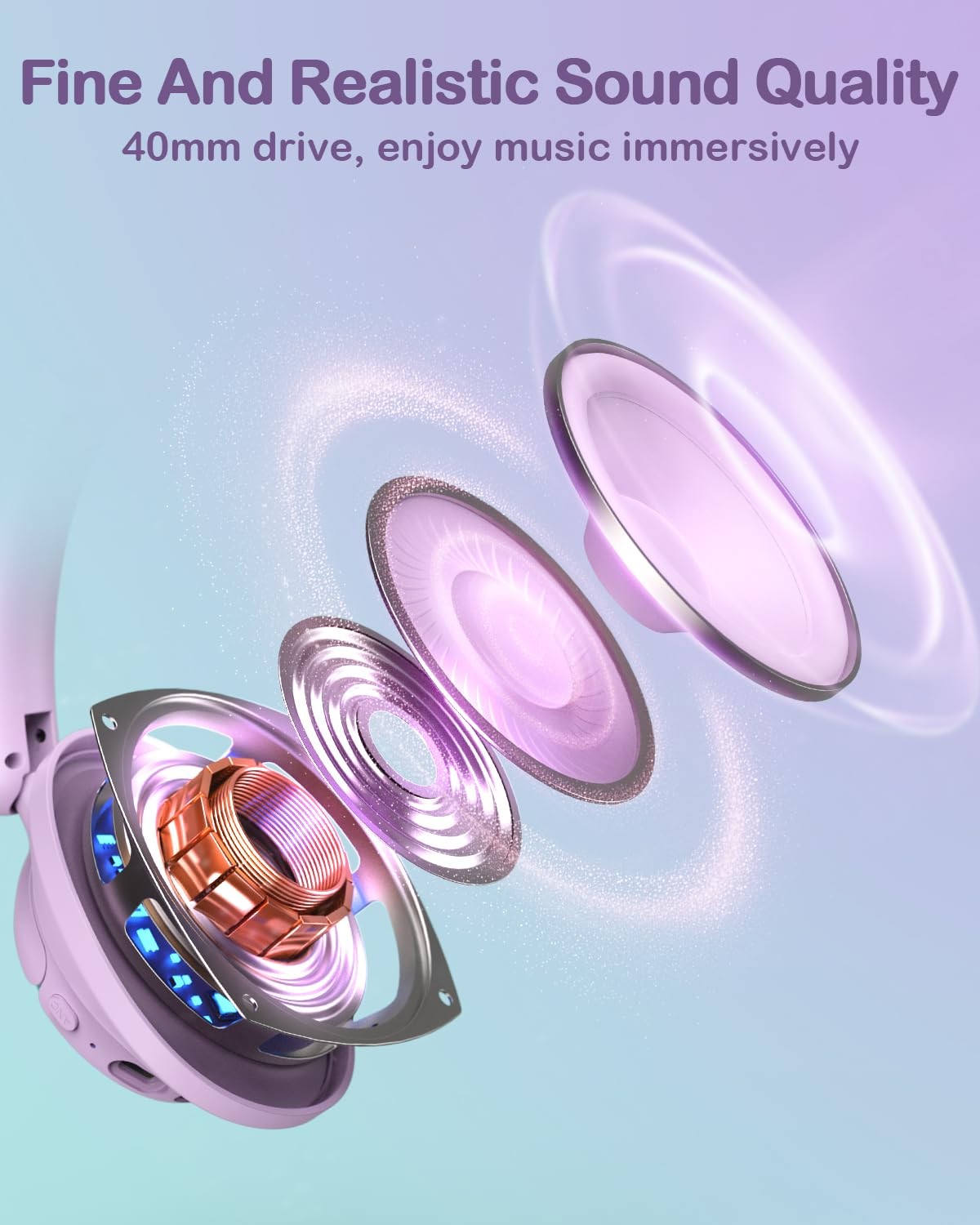 Noise Cancelling Headphones for Kids, Bluetooth 6.0, 100H Playtime – Safe
