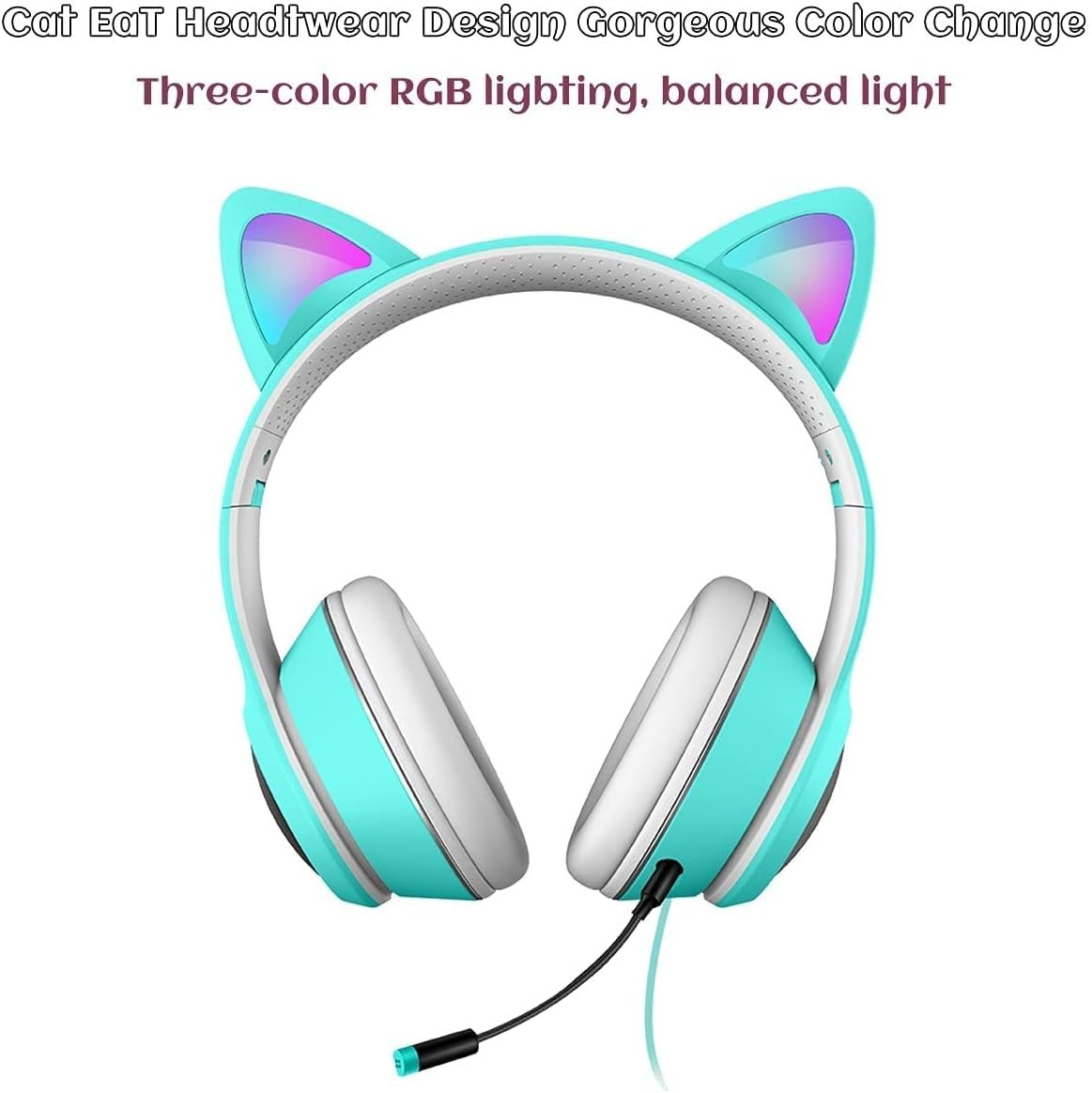 Fun Cat Ear Gaming Headphones with LED Lights – For Kids & Adults, 3.5mm