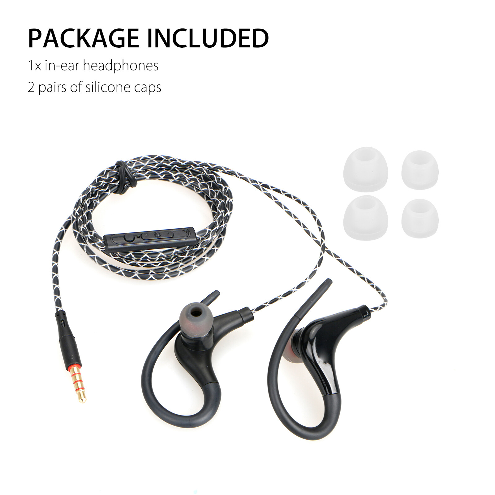 In-Ear Wired Sport Running Earphone Earbuds Over ear Hook Headphone 3.5mm w/MIC