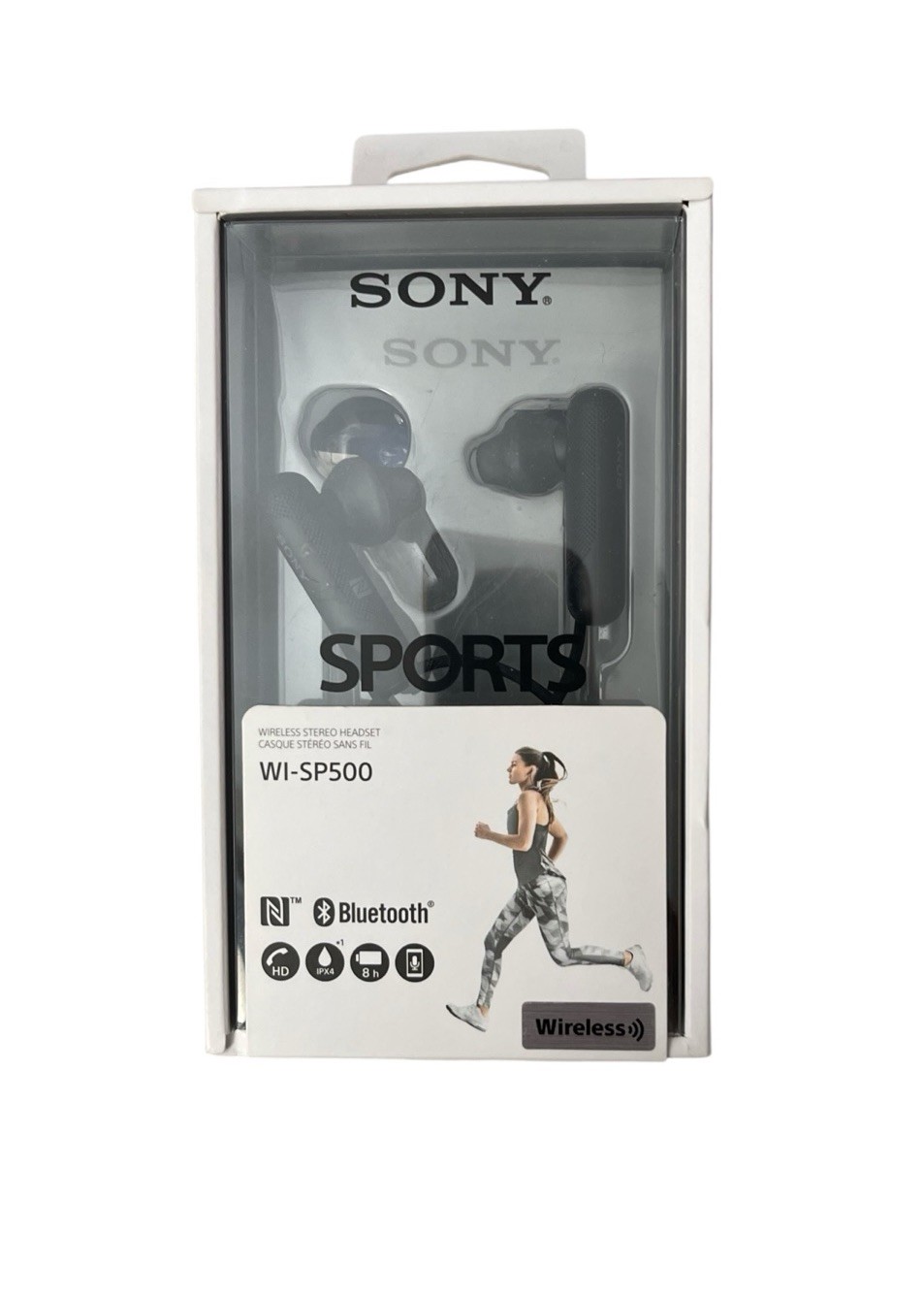 SONY IN-EAR HEADPHONES BLACK WI-SP500 SPORTS FITNESS WIRELESS BLUETOOTH STEREO